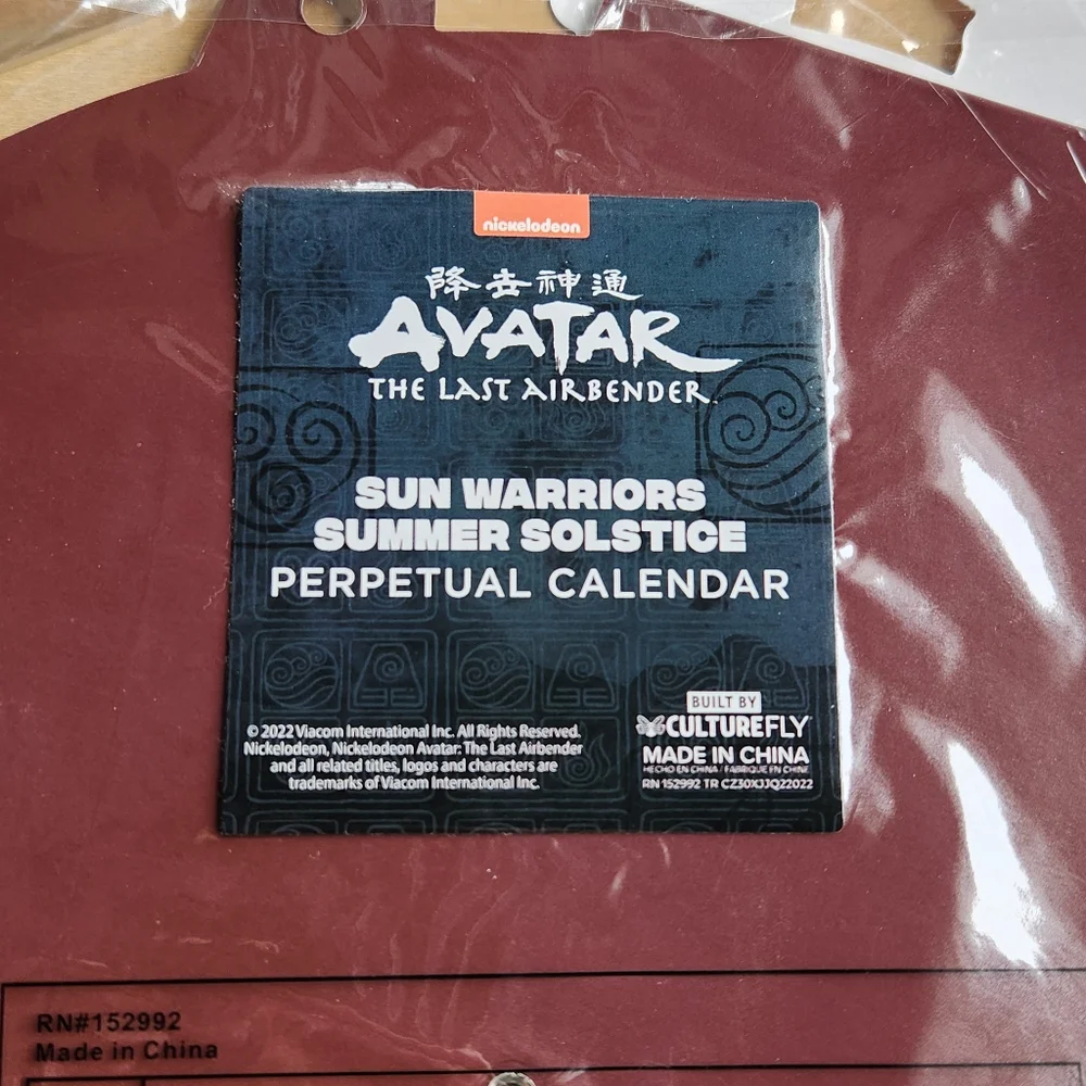 Avatar the Last Airbender Sun Warriors Summer Solstice Perpetual Calendar